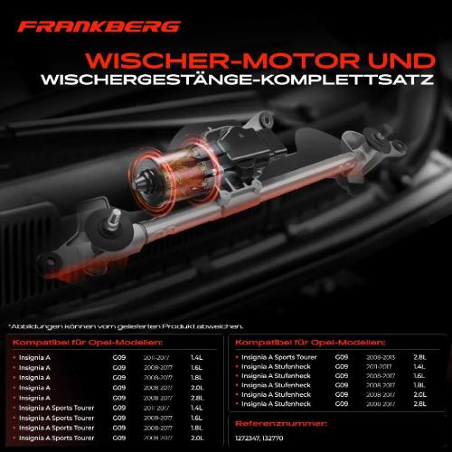 Frankberg 1x Wischerarm Scheibenwischer Vorne für Opel Insignia A Sports Tourer Stufenheck G09 Bild Frankberg 1x Wischerarm Scheibenwischer Vorne für Opel Insignia A Sports Tourer Stufenheck G09