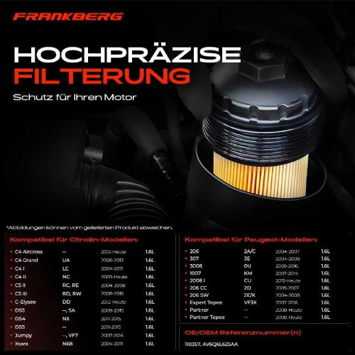 Frankberg 1x ÖlkühlerÖlfilter für Citroën Berlingo C2 C3 C4 C5 1.6L Bild Frankberg 1x ÖlkühlerÖlfilter für Citroën Berlingo C2 C3 C4 C5 1.6L