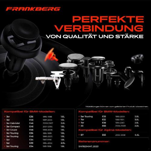 Frankberg 10x Befestigungsclips Zierleiste Türschwelle für BMW E46 E36 E34 E39 E32 E38 Bild Frankberg 10x Befestigungsclips Zierleiste Türschwelle für BMW E46 E36 E34 E39 E32 E38