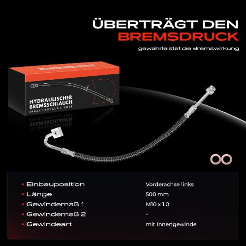 1x Bremsschlauch Bremsschläuche Vorderachse Links für KIA Retona Sportage CE FK SUV K00 Bild 1x Bremsschlauch Bremsschläuche Vorderachse Links für KIA Retona Sportage CE FK SUV K00