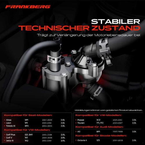 Frankberg 1x Thermostat Kühlmittel für VW Golf V Passat Touran Audi A3 Seat Altea Skoda 2.0L Bild Frankberg 1x Thermostat Kühlmittel für VW Golf V Passat Touran Audi A3 Seat Altea Skoda 2.0L