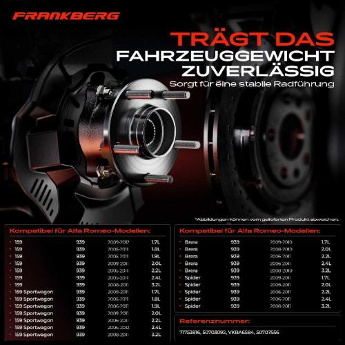 1x Radnabe Radlagersatz Hinterachse beidseitig für Alfa Romeo 159 Sportwagon Brera Spider 939 Bild 1x Radnabe Radlagersatz Hinterachse beidseitig für Alfa Romeo 159 Sportwagon Brera Spider 939