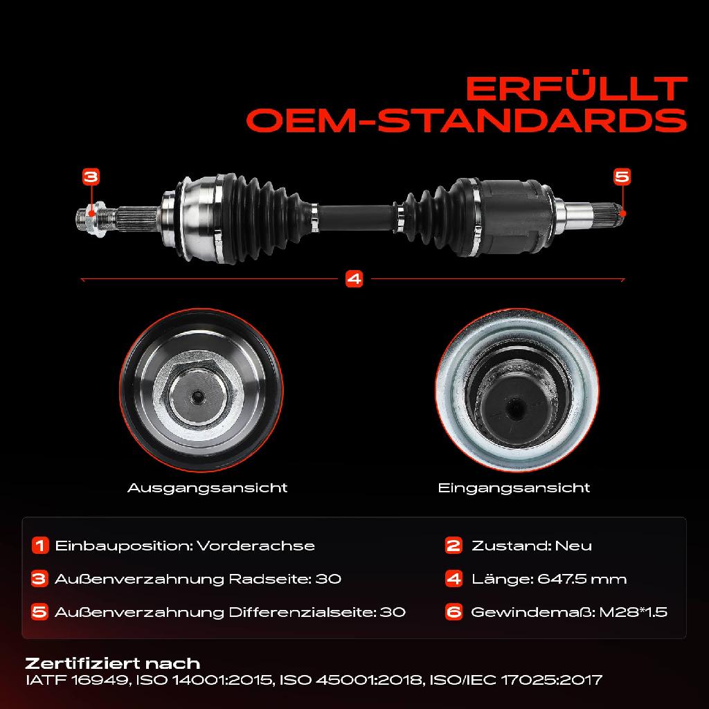1x Antriebswelle Vorderachse für Toyota FJ Cruiser GSJ1 Land Cruiser J12 J15