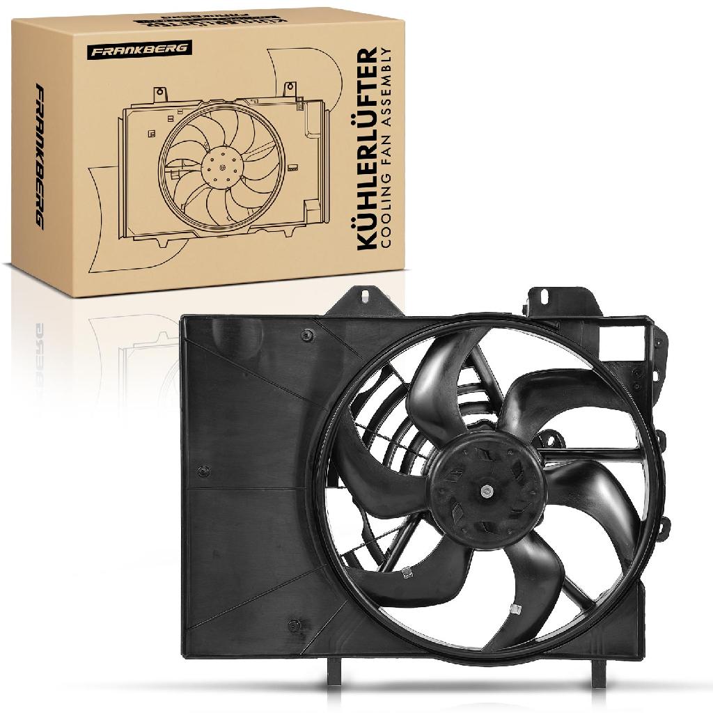 Frankberg 1x Motorkühller Einfachlüfter mit Kühlerlüfterrahmen Citroën C2 C3 C4 DS3 Opel Peugeot 207 208