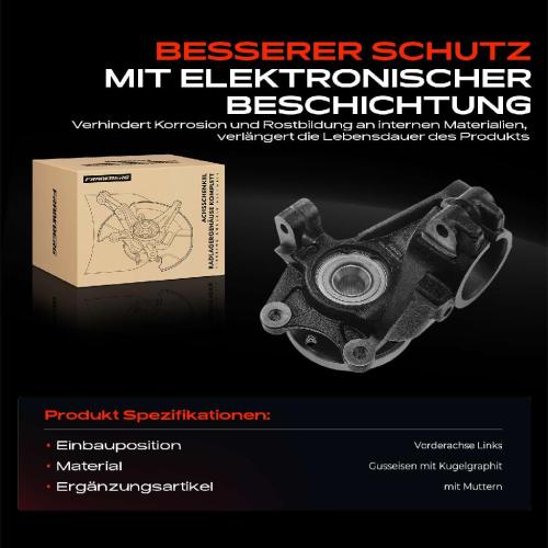 1x Achsschenkel Radlagergehäuse Komplett Vorderachse Links für Peugeot 206 2D 2E/K 2A/C Bild 1x Achsschenkel Radlagergehäuse Komplett Vorderachse Links für Peugeot 206 2D 2E/K 2A/C