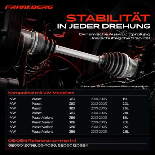 1x Antriebswelle Hinterachse Links oder Rechts für VW Passat 3B3 3B6 2001-2005 Bild 1x Antriebswelle Hinterachse Links oder Rechts für VW Passat 3B3 3B6 2001-2005