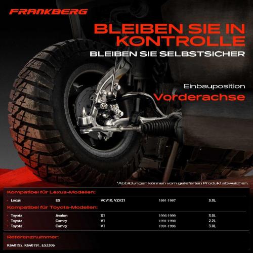 Frankberg 1x Querlenker Satz Vorderachse für Lexus ES Toyota Avalon Stufenheck Camry Kombi 3.0L 2.2L 1991-1999 Bild Frankberg 1x Querlenker Satz Vorderachse für Lexus ES Toyota Avalon Stufenheck Camry Kombi 3.0L 2.2L 1991-1999