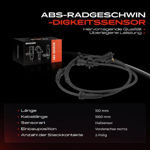 1x ABS Sensor Vorderachse rechts für Jeep Grand Cherokee II WG WJ 2.7L 3.1L 4.0L 4.7L 1999-2004 Bild 1x ABS Sensor Vorderachse rechts für Jeep Grand Cherokee II WG WJ 2.7L 3.1L 4.0L 4.7L 1999-2004
