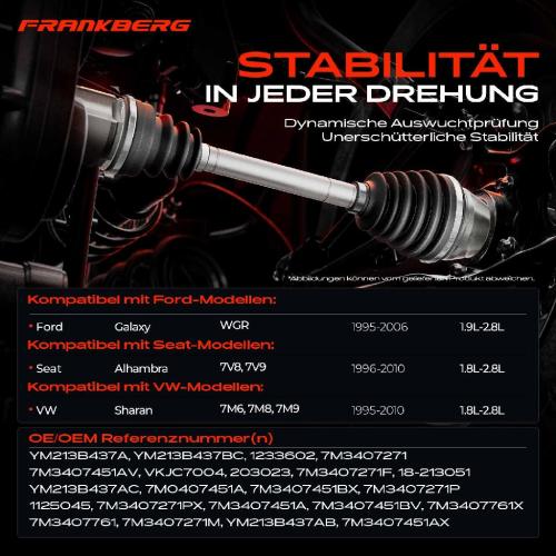 1x Antriebswelle Vorderachse für Ford Galaxy WGR VW Sharan Seat Alhambra 1995-2010 Bild 1x Antriebswelle Vorderachse für Ford Galaxy WGR VW Sharan Seat Alhambra 1995-2010