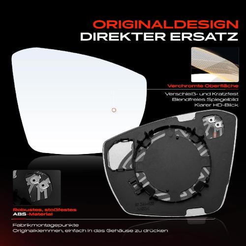 1x Spiegelglas Außenspiegel rechts für VW T-ROC Cabriolet AC7 AC8 A11 D11 Bj ab 2017 Bild 1x Spiegelglas Außenspiegel rechts für VW T-ROC Cabriolet AC7 AC8 A11 D11 Bj ab 2017