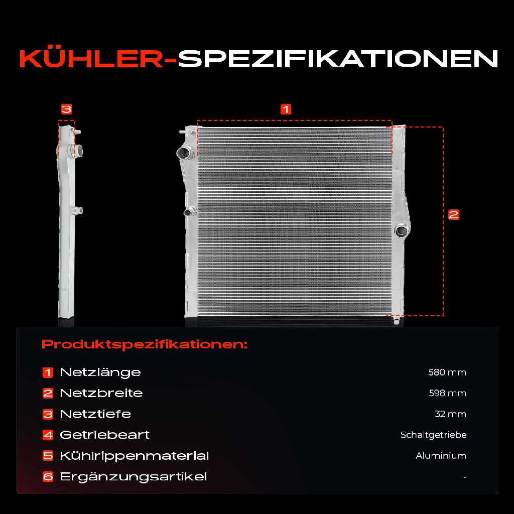 1x Kühler Wasserkühler Motorkühler für BMW X5 E70 F15 F85 X6 E71 E72 F16 F86 4.4l
