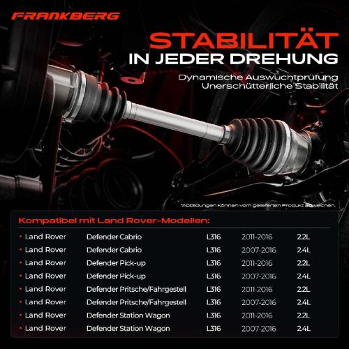 1x Antriebswelle Vorderachse Links für Land Rover Defender L316 2.2L 2.4L 2007-2016 Bild 1x Antriebswelle Vorderachse Links für Land Rover Defender L316 2.2L 2.4L 2007-2016