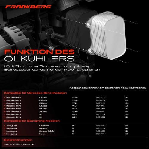 1x Ölkühler Motoröl für Mercedes-Benz W202 W124 W140 R129 Ssangyong Korando Musso Bild 1x Ölkühler Motoröl für Mercedes-Benz W202 W124 W140 R129 Ssangyong Korando Musso