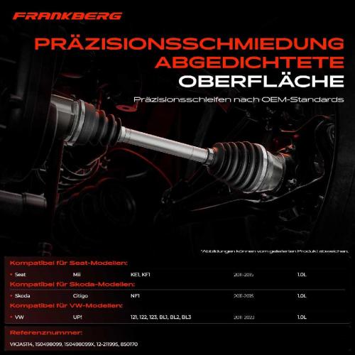 Frankberg 1x Antriebswelle Gelenksatz Vorderachse für VW UP! 121 BL1 Seat Mii KE1 KF1 Skoda Citigo Bild Frankberg 1x Antriebswelle Gelenksatz Vorderachse für VW UP! 121 BL1 Seat Mii KE1 KF1 Skoda Citigo
