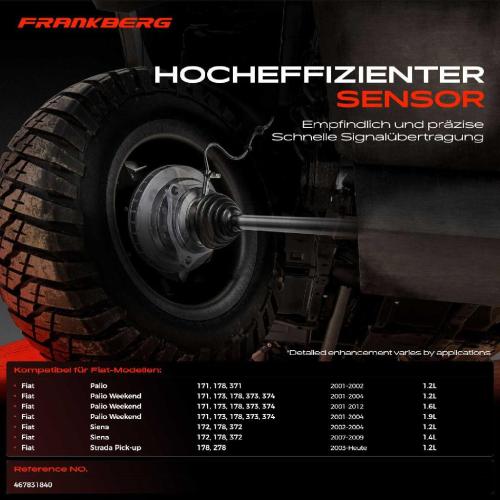 Frankberg 1x ABS Sensor Vorderachse links für Fiat Palio Weekend Siena Strada Pick-up 1.2L 1.6L 1.9L 1.4L Bj ab 2001 Bild Frankberg 1x ABS Sensor Vorderachse links für Fiat Palio Weekend Siena Strada Pick-up 1.2L 1.6L 1.9L 1.4L Bj ab 2001