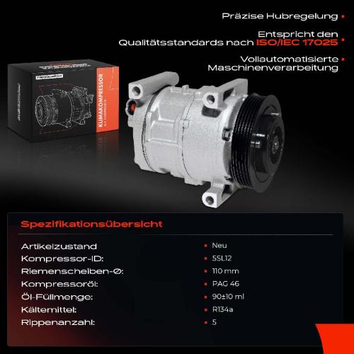 Frankberg 1x Klimakompressor für Alfa Romeo Mito Fiat Doblo Punto Lancia Opel 1.2L-1.6L Bild Frankberg 1x Klimakompressor für Alfa Romeo Mito Fiat Doblo Punto Lancia Opel 1.2L-1.6L