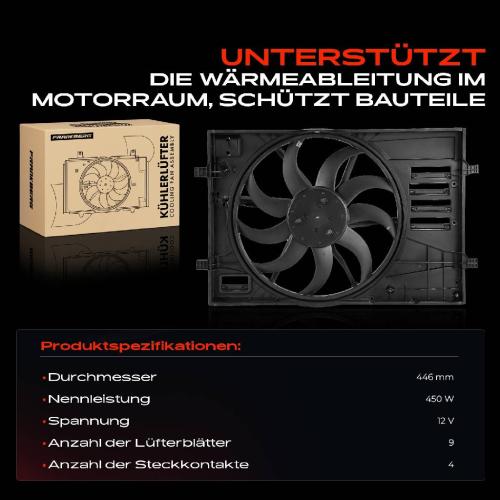 Frankberg 1x Motorkühller Einfachlüfter mit Kühlerlüfterrahmen VW Golf VII Sportsvan Jetta IV 1.4L TSI Bild Frankberg 1x Motorkühller Einfachlüfter mit Kühlerlüfterrahmen VW Golf VII Sportsvan Jetta IV 1.4L TSI
