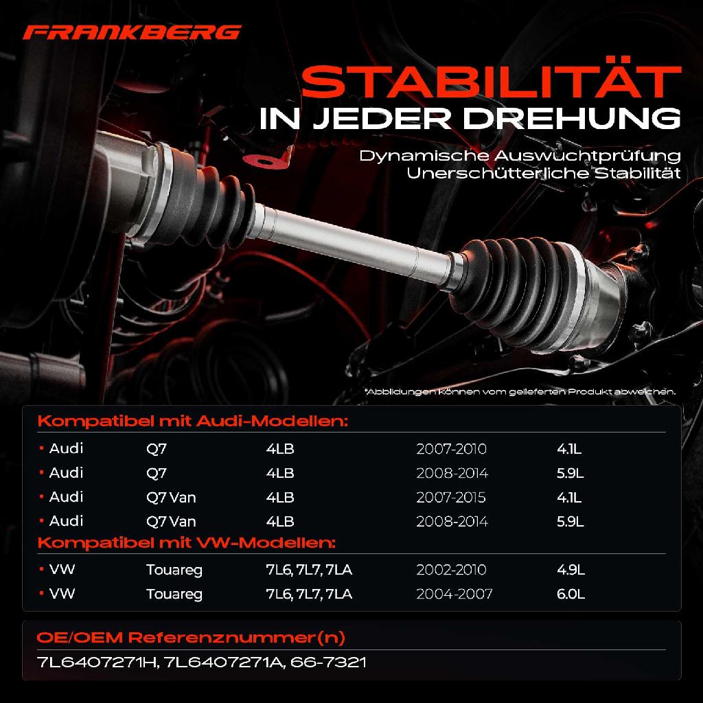 1x Antriebswelle Vorderachse für VW Touareg 7L6 7L7 7LA Audi Q7 4LB 2002-2015