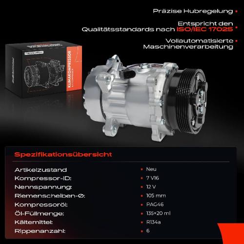 1x Klimakompressor für VW Bora 1J2 1J6 Audi A3 8L1 8N3 Ford Seat Skoda 1993-2015 Bild 1x Klimakompressor für VW Bora 1J2 1J6 Audi A3 8L1 8N3 Ford Seat Skoda 1993-2015