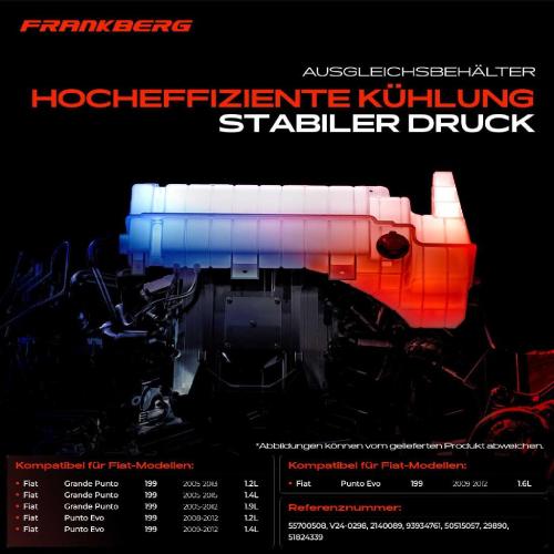 Frankberg 1x Ausgleichsbehälter Kühlmittelbehälter für Fiat Grande Punto 199 Punto Evo 199 Bild Frankberg 1x Ausgleichsbehälter Kühlmittelbehälter für Fiat Grande Punto 199 Punto Evo 199