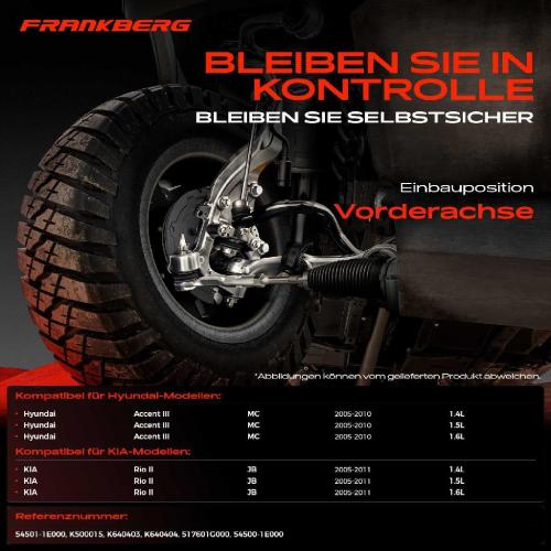 Frankberg 1x Querlenker Satz Vorderachse für Hyundai Accent III Stufenheck KIA Rio II 1.4L 1.5L 1.6L 2005-2011 Bild Frankberg 1x Querlenker Satz Vorderachse für Hyundai Accent III Stufenheck KIA Rio II 1.4L 1.5L 1.6L 2005-2011