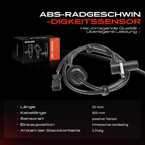 1x ABS Sensor Hinterachse beidseitig für Audi A4 Avant 1.8L 1.9L 2.4L 2.5L 2.6L 2.7L 2.8L 1998-2001 Bild 1x ABS Sensor Hinterachse beidseitig für Audi A4 Avant 1.8L 1.9L 2.4L 2.5L 2.6L 2.7L 2.8L 1998-2001