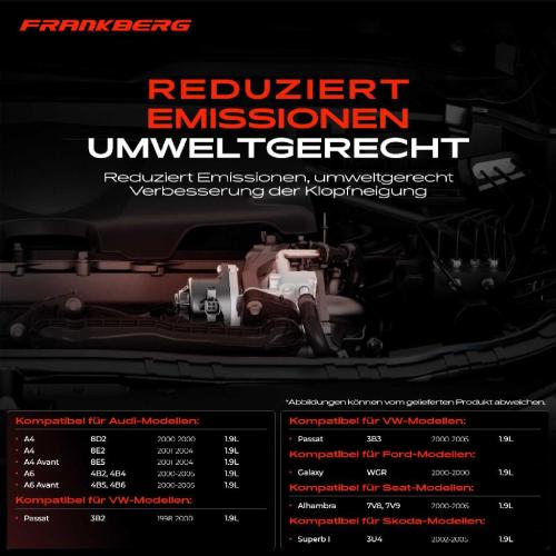 Frankberg 1x AGR-Ventil Abgasrückführungsventil für VW Passat Variant Sharan Audi A4 Avant A6 Ford Galaxy Seat Skoda Bild Frankberg 1x AGR-Ventil Abgasrückführungsventil für VW Passat Variant Sharan Audi A4 Avant A6 Ford Galaxy Seat Skoda