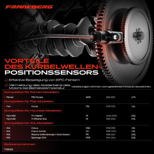 Frankberg 1x Kurbelwellensensor Impulsgeber für Fiat Punto 176 Hyundai H-1 A1 KIA Clarus Sportage SUV K00 Bild Frankberg 1x Kurbelwellensensor Impulsgeber für Fiat Punto 176 Hyundai H-1 A1 KIA Clarus Sportage SUV K00