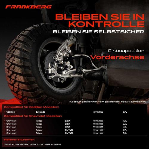 Frankberg 2x Spurstangenkopf Vorderachse für Cadillac Escalade Chevrolet Tahoe 5.7L 4.8L 5.3L 6.0L 6.5L 1994-2006 Bild Frankberg 2x Spurstangenkopf Vorderachse für Cadillac Escalade Chevrolet Tahoe 5.7L 4.8L 5.3L 6.0L 6.5L 1994-2006