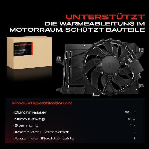 1x Motorkühller Einfachlüfter mit Kühlerlüfterrahmen Ford C-Max II Grand C-Max Focus III Bild 1x Motorkühller Einfachlüfter mit Kühlerlüfterrahmen Ford C-Max II Grand C-Max Focus III