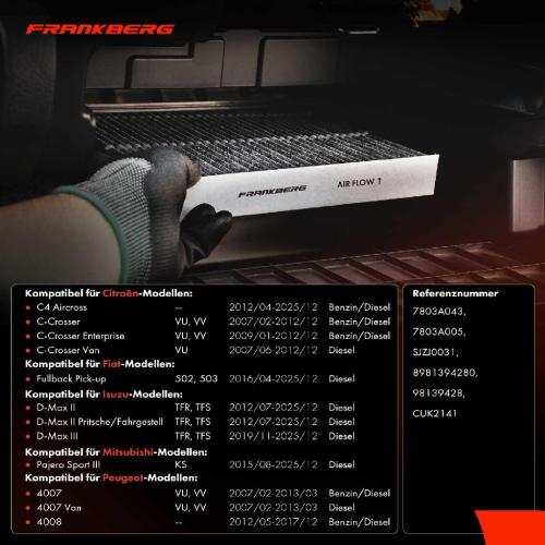 Frankberg 2x Innenraumfilter Aktivkohle für Fiat 502 Peugeot Citroën Isuzu Mitsubishi Bild Frankberg 2x Innenraumfilter Aktivkohle für Fiat 502 Peugeot Citroën Isuzu Mitsubishi