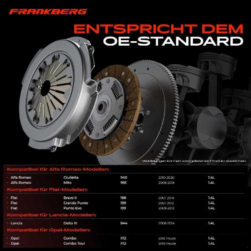 Frankberg 1x Kupplungssatz f r Alfa Romeo Giulietta Mito Fiat 500/595/695 500C/595C/695C Bravo II Doblo Cargo MPV Bild Frankberg 1x Kupplungssatz f r Alfa Romeo Giulietta Mito Fiat 500/595/695 500C/595C/695C Bravo II Doblo Cargo MPV