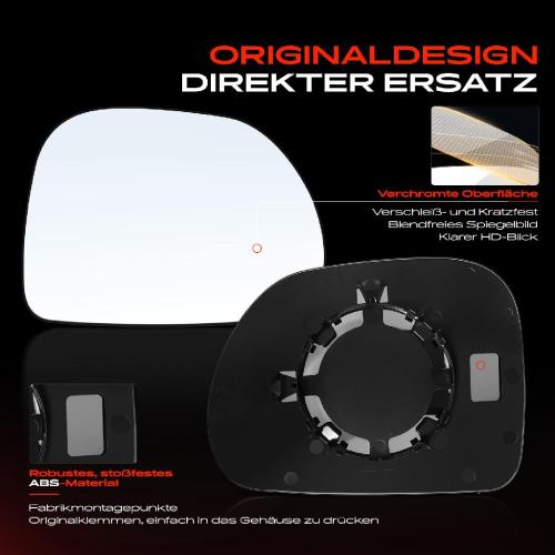 1x Spiegelglas Außenspiegel rechts für Fiat 500L 351 352 0.9L Bj ab 2012 Bild 1x Spiegelglas Außenspiegel rechts für Fiat 500L 351 352 0.9L Bj ab 2012