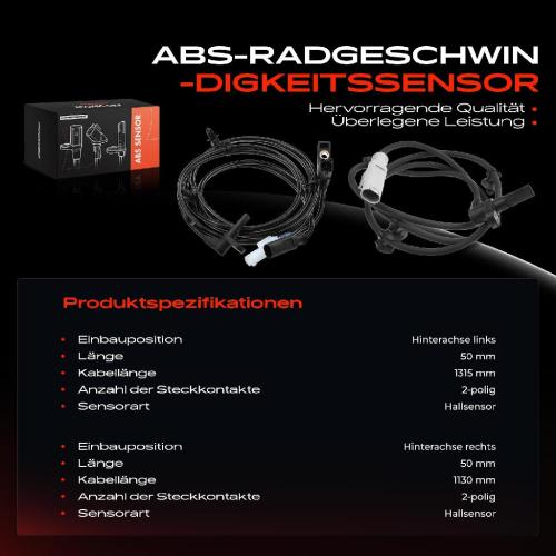 2x ABS Sensor Hinten Links Rechts für Mercedes-Benz Viano Vito Bus W639 Bild 2x ABS Sensor Hinten Links Rechts für Mercedes-Benz Viano Vito Bus W639