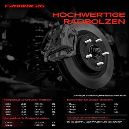 5x Radbolzen für Dodge Charger Magnum Challenger Chrysler 300 C Bild 5x Radbolzen für Dodge Charger Magnum Challenger Chrysler 300 C