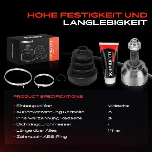 Frankberg 1x Antriebswelle Gelenksatz Vorderachse für Fiat Bravo 2 198 Doblo 263 Stilo 192 Lancia Bild Frankberg 1x Antriebswelle Gelenksatz Vorderachse für Fiat Bravo 2 198 Doblo 263 Stilo 192 Lancia