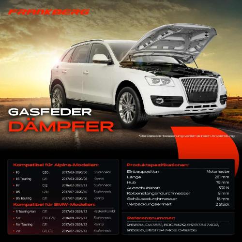 2x Gasfeder Dämpfer Motorhaube für BMW 5er F90 G30 G31 7er G11 G12 Alpina B5 B7 Bj ab 2015 Bild 2x Gasfeder Dämpfer Motorhaube für BMW 5er F90 G30 G31 7er G11 G12 Alpina B5 B7 Bj ab 2015