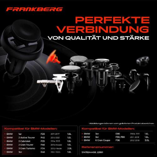 Frankberg 10x Befestigungsclips Fußablage für BMW F20 F87 F23 E46 E90 E91 E93 F30 F8 Bild Frankberg 10x Befestigungsclips Fußablage für BMW F20 F87 F23 E46 E90 E91 E93 F30 F8