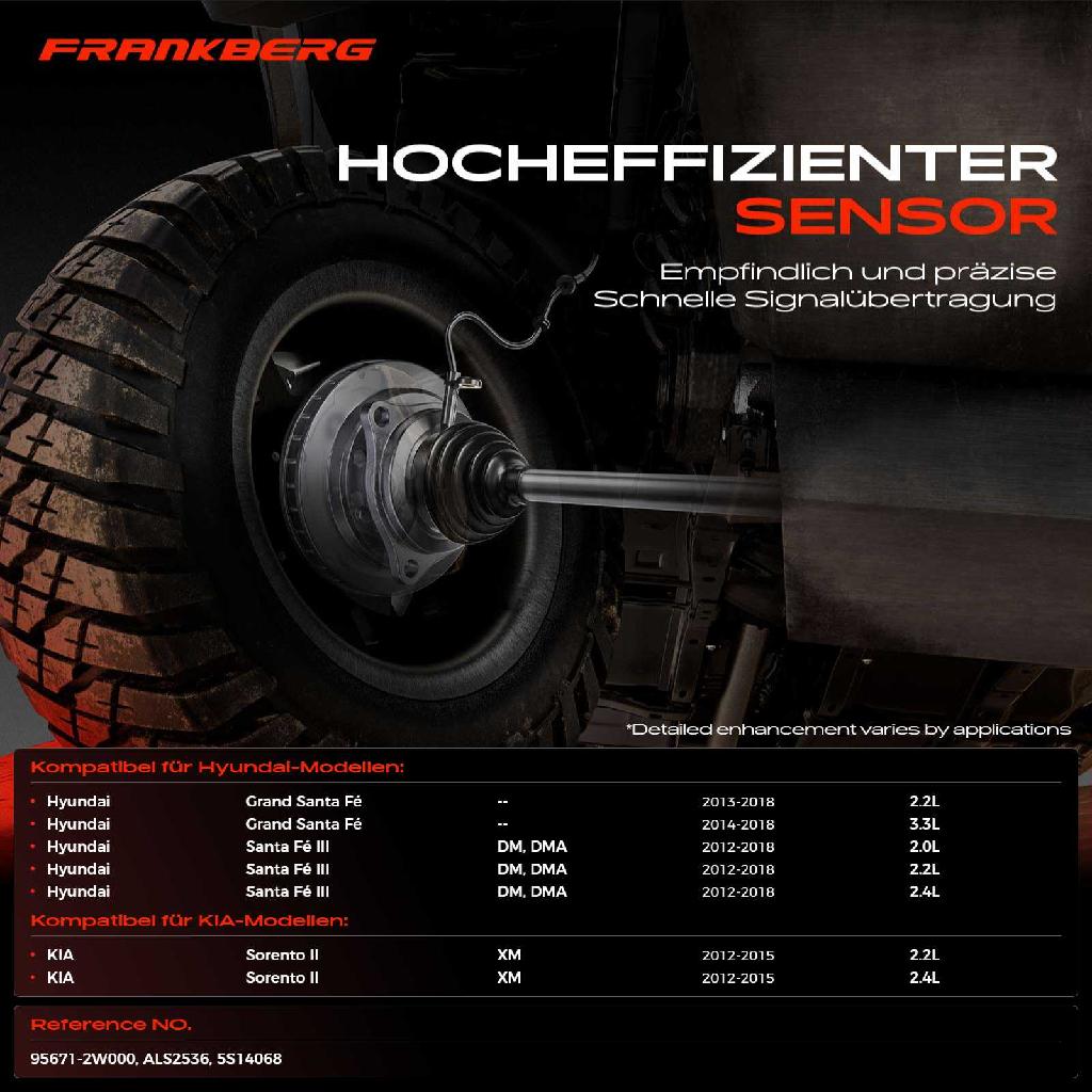 1x ABS Sensor Vorderachse rechts für Hyundai Grand Santa Fé III KIA Sorento II 2.2L 3.3L 2.0L 2.4L 2012-2018