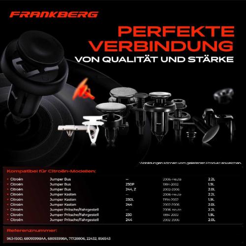 Frankberg 20x Befestigungsclips Stoßstange Seitenleiste für Citroën Jumper Fiat Ducato Peugeot Boxer Bild Frankberg 20x Befestigungsclips Stoßstange Seitenleiste für Citroën Jumper Fiat Ducato Peugeot Boxer