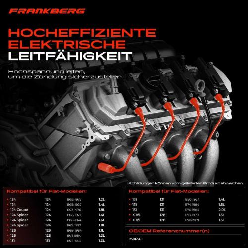 5x Zündleitungssatz Zündkabel für Fiat 124 128 131 132 Regata Ritmo X 1/9 128 Bild 5x Zündleitungssatz Zündkabel für Fiat 124 128 131 132 Regata Ritmo X 1/9 128