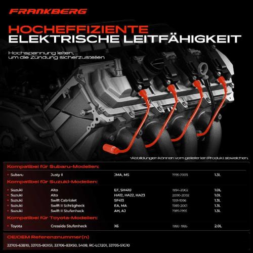 5x Zündleitungssatz Zündkabel für Subaru Justy II Suzuki Alto Swift II Toyota Bild 5x Zündleitungssatz Zündkabel für Subaru Justy II Suzuki Alto Swift II Toyota