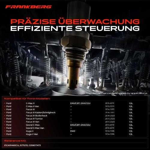 Frankberg 1x Lambdasonde Regelsonde Vor Katalysator für Ford C-Max 2 Focus 3 Grand C-MAX Kuga Bild Frankberg 1x Lambdasonde Regelsonde Vor Katalysator für Ford C-Max 2 Focus 3 Grand C-MAX Kuga