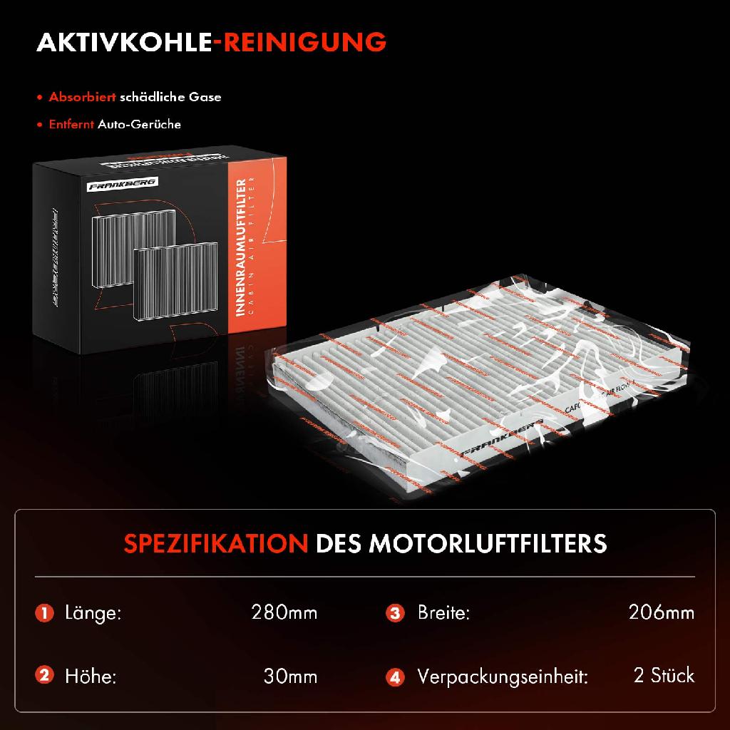 2x Innenraumfilter Aktivkohle für VW Golf Polo Passat Audi A3 TT Skoda Octavia