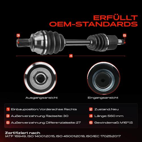1x Antriebswelle Vorderachse Rechts für Mercedes-Benz E-Klasse W221 W212 S212 CLS C218 X218 C216 Bild 1x Antriebswelle Vorderachse Rechts für Mercedes-Benz E-Klasse W221 W212 S212 CLS C218 X218 C216