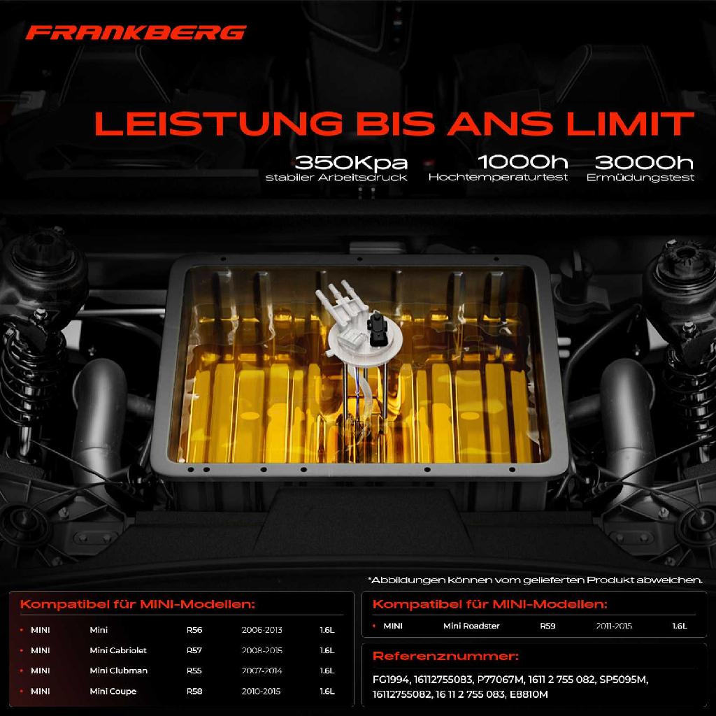 1x Kraftstoffpumpe für MINI Mini R56 Mini Cabriolet R57 Mini Clubman R55 Mini Coupe R58 Mini Roadster R59