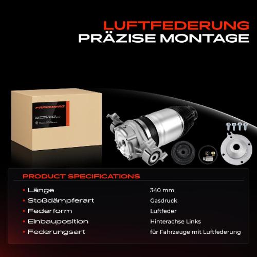 1x Luftfeder Fahrwerk Hinterachse Links für VW Touareg 7P Porsche Cayenne 92A Bild 1x Luftfeder Fahrwerk Hinterachse Links für VW Touareg 7P Porsche Cayenne 92A