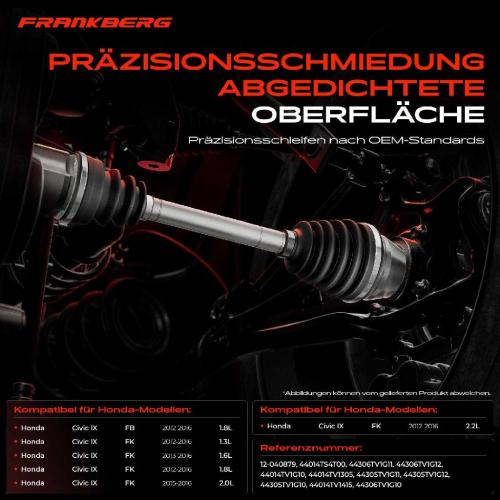 Frankberg 1x Antriebswelle Gelenksatz Vorderachse für Honda Civic IX Tourer FK 2014-2016 Bild Frankberg 1x Antriebswelle Gelenksatz Vorderachse für Honda Civic IX Tourer FK 2014-2016