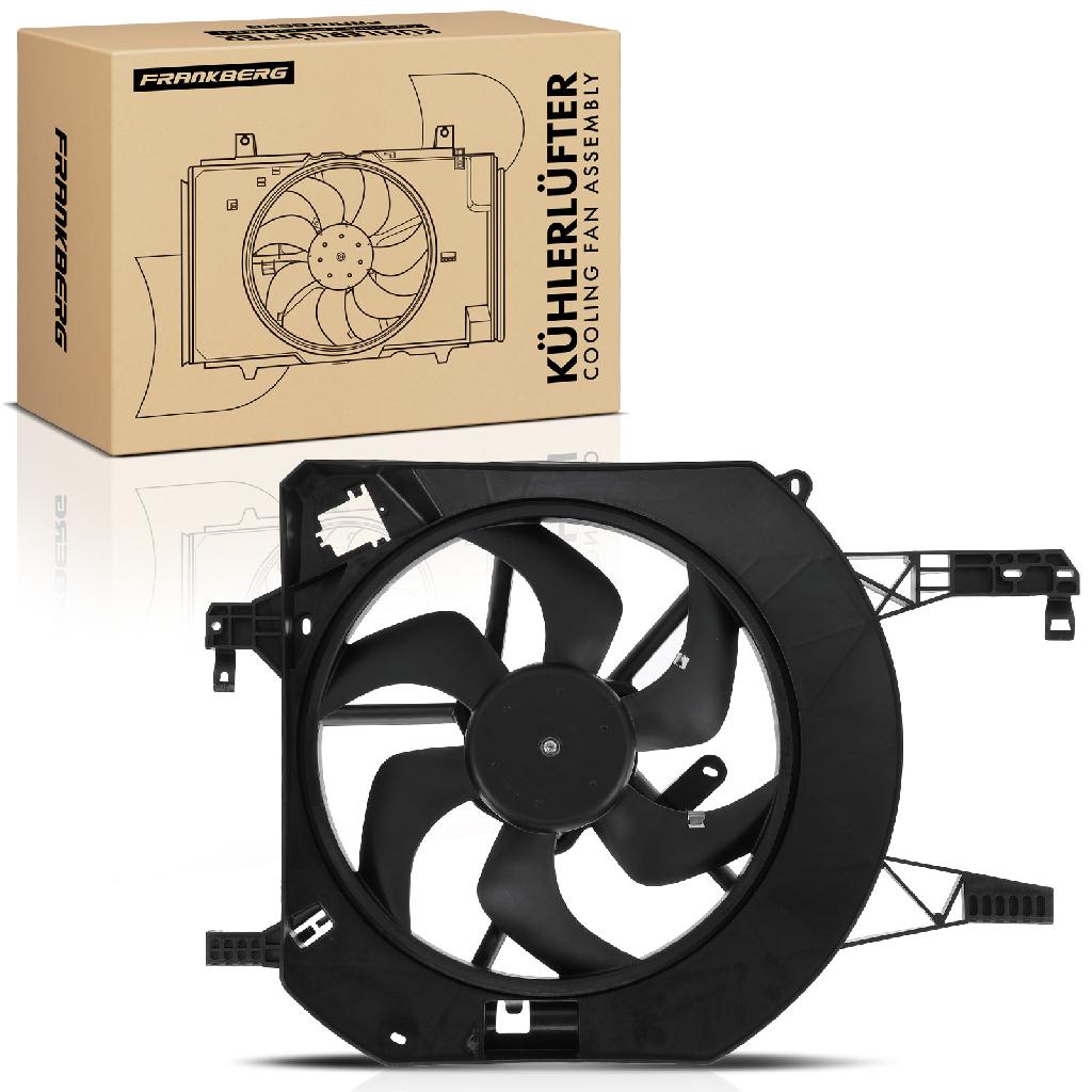 Frankberg 1x Motorkühller Einfachlüfter mit Kühlerlüfterrahmen Opel Vivaro A Nissan Primastar Renault