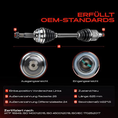 Frankberg 1x Antriebswelle Vorderachse Links für Toyota Prius Lexus CT 1.8L Bj ab 2008 Bild Frankberg 1x Antriebswelle Vorderachse Links für Toyota Prius Lexus CT 1.8L Bj ab 2008